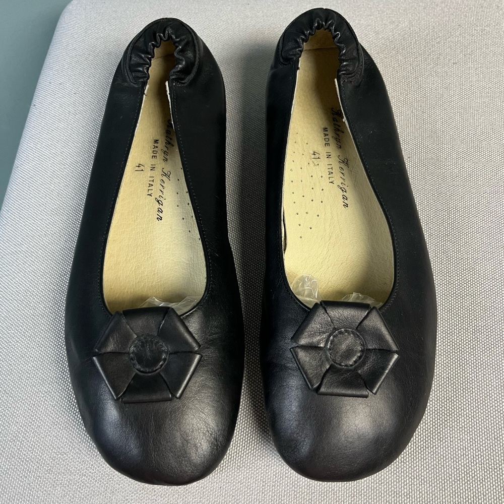 Kathryn Kerrigan Black Leather Ballet Flats